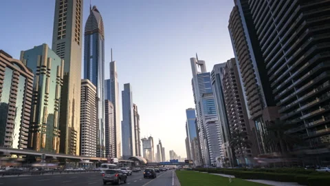 Hyperlapse, Dubai Sheikh Zayed road, UAE Stock Footage 90799236