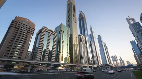 Hyperlapse, Dubai Sheikh Zayed road, UAE Stock Footage 91216627