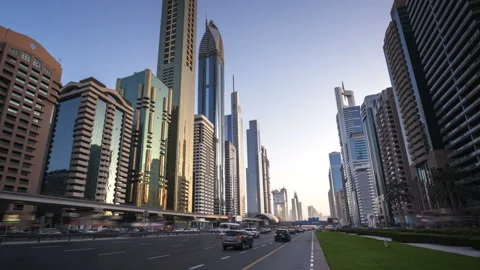 Hyperlapse, Dubai Sheikh Zayed road, UAE Video stock 91368770