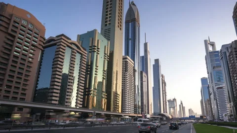 Hyperlapse, Dubai Sheikh Zayed road, UAE Stock Footage 109187600