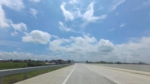 HYPERLAPSE Entering Rest Area 519 B  Trans Java Kertosono - Salatiga Toll Road Stock Footage 129448541