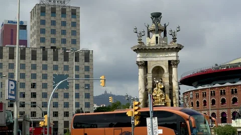 Hyperlapse of Espana Square of BARCELONA 4k Stock Footage 127003742