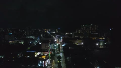 HYPERLAPSE Established Aerial Shot of Balikpapan City in The Night Stock Footage 130615853