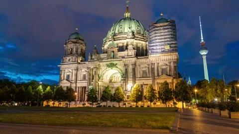 Hyperlapse Of Famous Berlin Cathedral, Berliner Dom, Germany, Museum island Stock-Footage 141292127