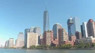 Hyperlapse: Famous Nyc Landmarks In Downtown Manhattan From A Viewpoint On Water Stock Footage