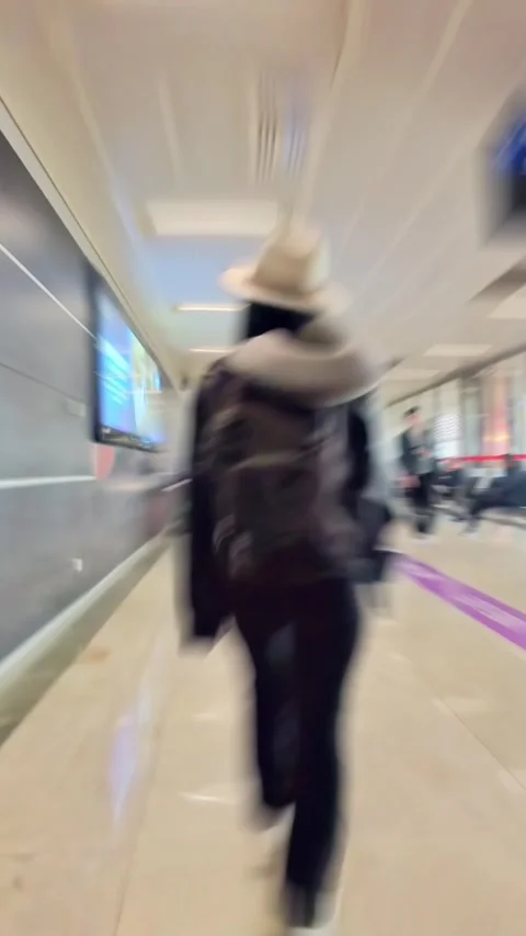 Hyperlapse fast motion traveler moving at airport in Europe. POV rush being.. Stock Footage 333638179