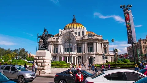 Hyperlapse of Fine Arts palace in Mexico City. Stock Footage 96340239