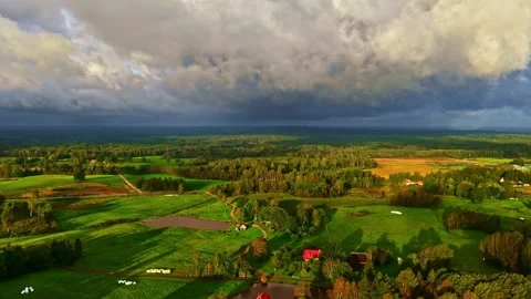 Hyperlapse of Floodplain and Muddy Rivers at Sunset Stock Footage 317746365