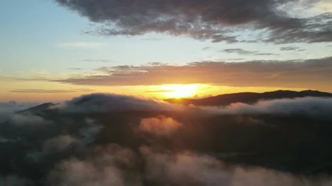 Hyperlapse with the fog moving all over the mountain Stock Footage 163135393