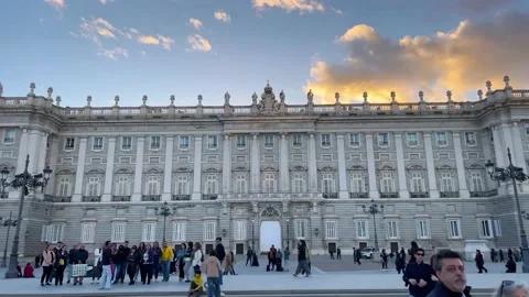 Hyperlapse footage of the frontis of the Royal Palace in Madrid Stock Footage 237399202