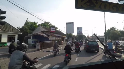 Hyperlapse, Front View Vehicle Shot, Road Traffic, Yogyakarta Region, Indonesia Stock Footage 251889495
