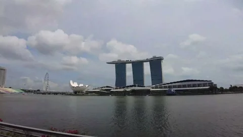 Hyperlapse Fullertion &amp; Merlion Stock Footage 219802856