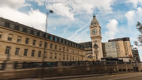 Hyperlapse Gare De Lyon Clock in Paris Stock Footage 127120685