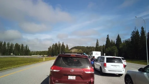 Hyperlapse of Gate Entering to Banff National Park Stock Footage 125326924