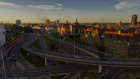 Hyperlapse of Gdansk panorama at evening. Stock Footage 113757012