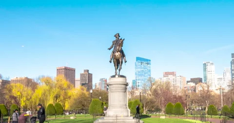 Hyperlapse of the George Washington Statue in Boston Common Stock Footage 246437884