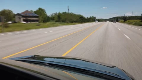 Hyperlapse Gimbal Dashcam Driving on Highway Towards Toronto During Summer Da Stock Footage 147389977