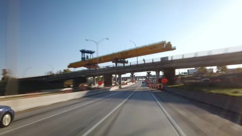 Hyperlapse Going West to East Exiting Montreal on Highway 40 Stock Footage 123785172