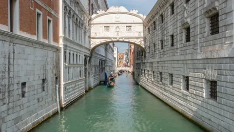 Hyperlapse Gondolas in Venice canal Stock Footage 146514551