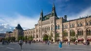 Hyperlapse Of Gum Department Store On Red Square In Front Of Kremlin In Moscow Stock Footage