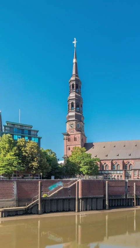 Hyperlapse Hauptkirche St. Katharinen, St. Catherine's Church, Hamburg, Germany Stock Footage 324902970