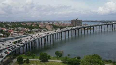 HyperLapse of Highway connecting to Bridge Stock Footage 158029557