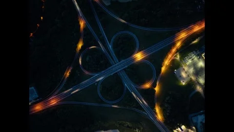 Hyperlapse of highway crossing at night Video stock 277202106
