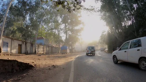 Hyperlapse of a highway road against sunlight Stock Footage 123827013