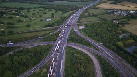Hyperlapse of Highway Traffic on a Massive Rural Interchange Stock Footage 335292386