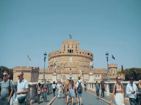 Hyperlapse of the Holy Angel Castle on a sunny day at rush hour Video stock 80345948
