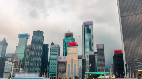 Hyperlapse of Hong Kong Central Skyscrapers Stock Footage 343152676