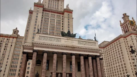 Hyperlapse The Iconic Main Building of Moscow State University on Sparrow Hills Stock-Footage 252611388