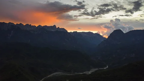 Hyperlapse impressive sunset at Tymfi mountain Stock Footage 152653942