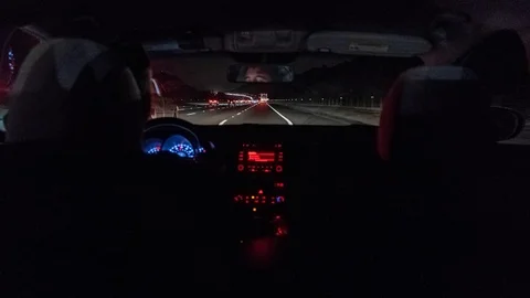 Hyperlapse from the inside of a car that is driving down the freeway at Stock Footage 97166015