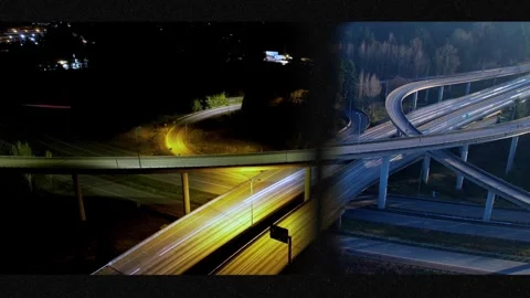 Hyperlapse of interchange between Highway 522 and I 405 from night to day Stock Footage 262396137