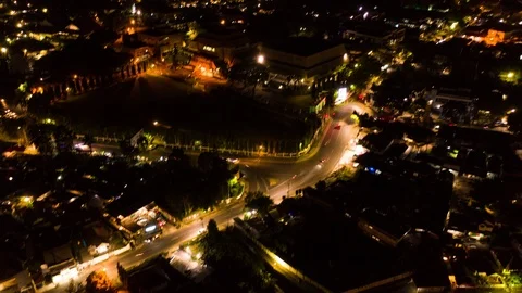 Hyperlapse of Intersection Road in Indonesia at Night Stock Footage 105874561