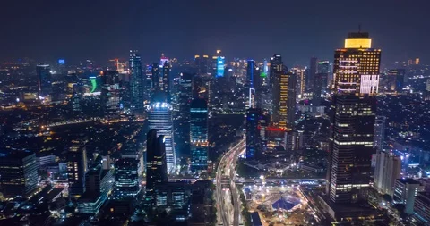 Hyperlapse of Jakarta cityscape at night Vidéo 97319491
