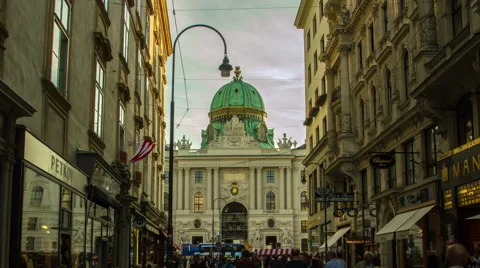HYPERLAPSE Kohlmarkt &amp; Michaelerplatz in Vienna - Time lapse Stock Footage 45592200