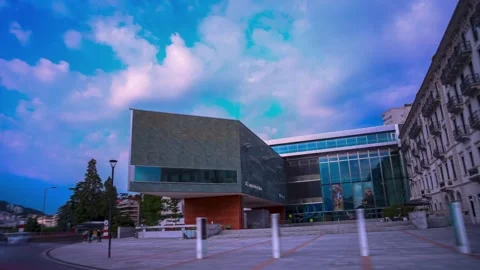 Hyperlapse of LAC Lugano Arte e Cultura, Lugano, Switzerland, Ticino Stock Footage 278006927