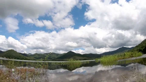 Hyperlapse landscape, the movement of the clouds Stock Footage 142267314