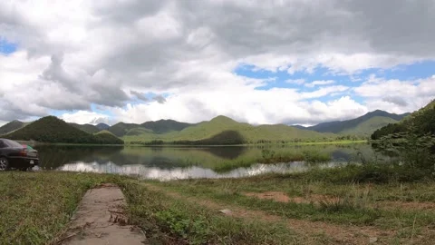 Hyperlapse landscape, the movement of the clouds Stock Footage 142267383
