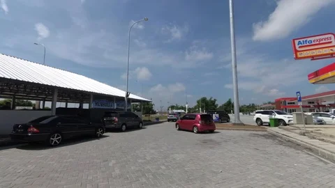 HYPERLAPSE Leaving Rest Area 726B at Trans Java Surabaya - Mojokerto Toll Road Stock Footage 129448824