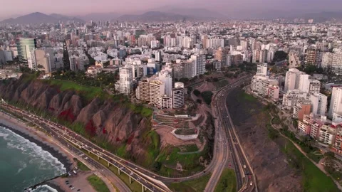 Hyperlapse of Lima, Peru along the coast and Miraflores and Barranco districts Stock Footage 196737398