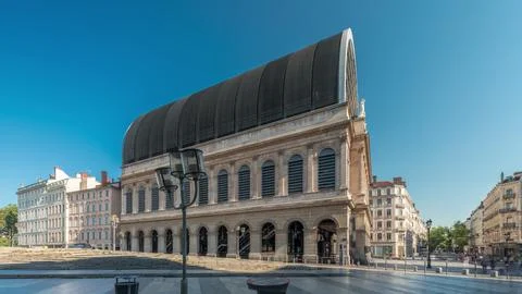 Hyperlapse of Lyon's opera house featuring neoclassical architecture combin.. Stock Photos