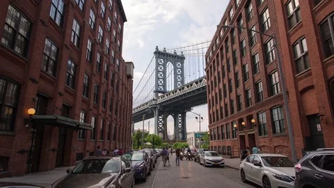 Hyperlapse of Manhattan Bridge from Washington st Stock Footage 82984152