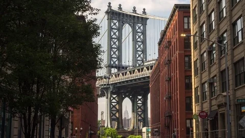 Hyperlapse of Manhattan Bridge from Washington st Stock Footage 83693146