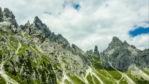 Hyperlapse of Marmarole  Peaks group and clouds mooving fast Stock Footage 127865324
