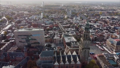 Hyperlapse of Martinitoren and the Forum. Architectural contrast. Video stock 163617122