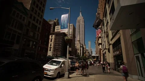 Hyperlapse in Midtown Manhattan by the Empire State Building Stock Footage 64271469