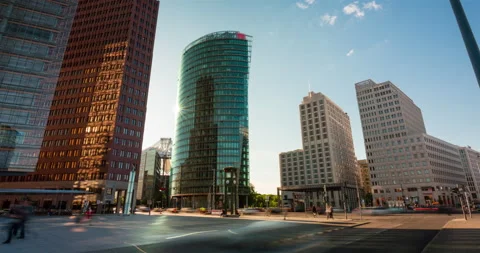 Hyperlapse of modern architecture at Potsamer Platz Berlin, Germany Stock Footage 135905663